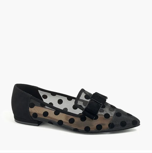J. Crew dot mesh black flats with velvet bow - Picture 10 of 10